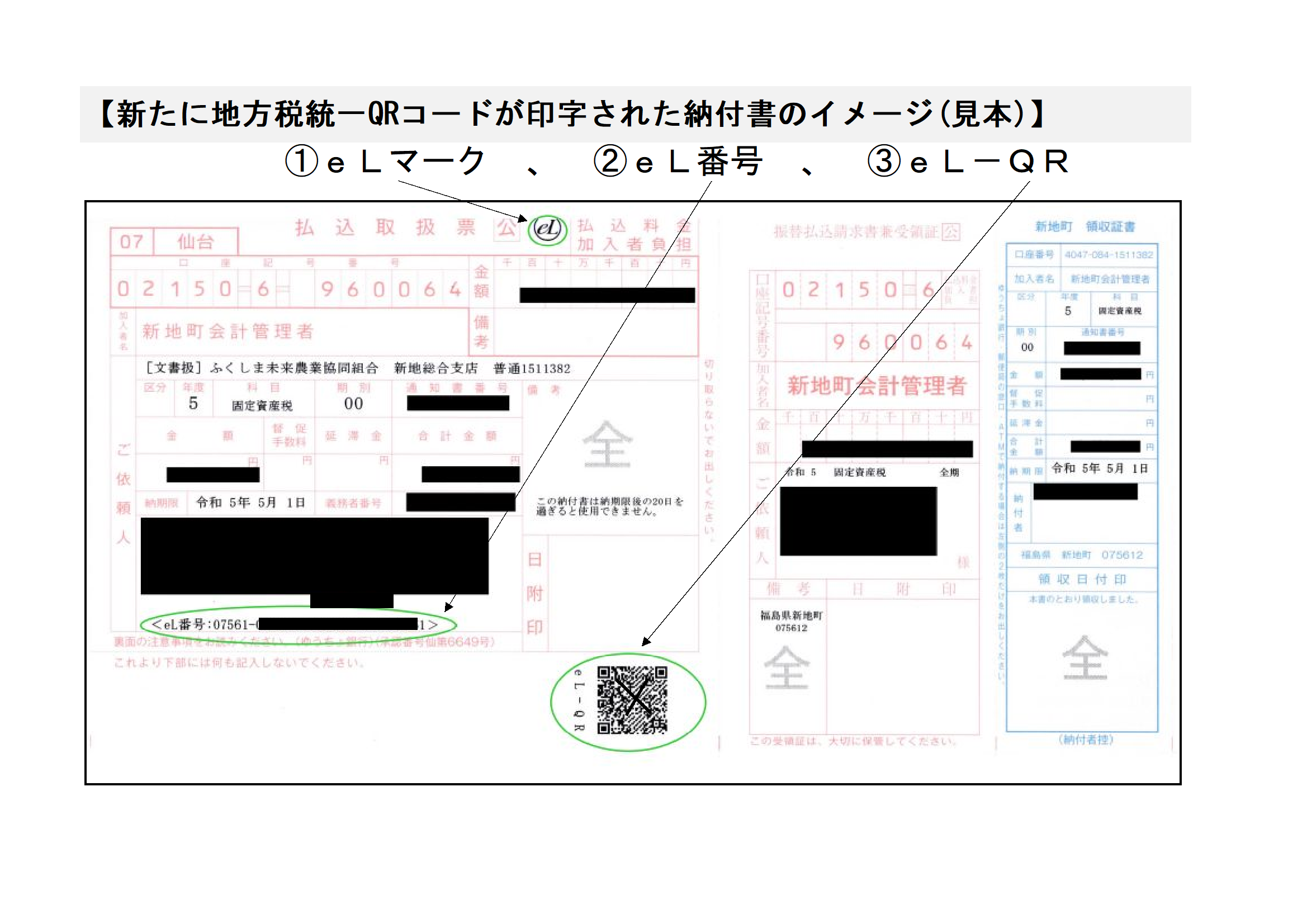 新たな納付書のイメージ(見本)